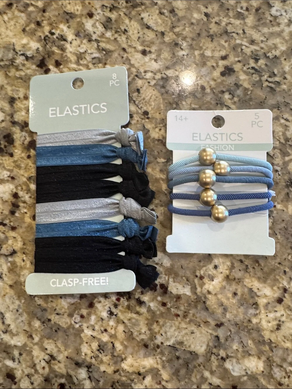 Kids Elastic Hair Ties Set - Blue, Gray & Black